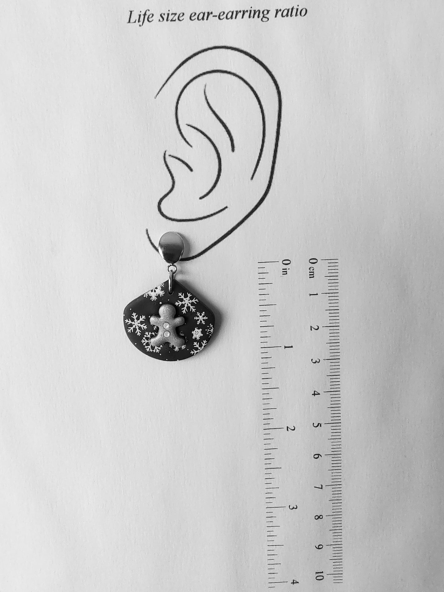 Gingerbread Man Earrings - Snowflakes