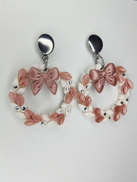 Wreath Earrings - Crystal Pink