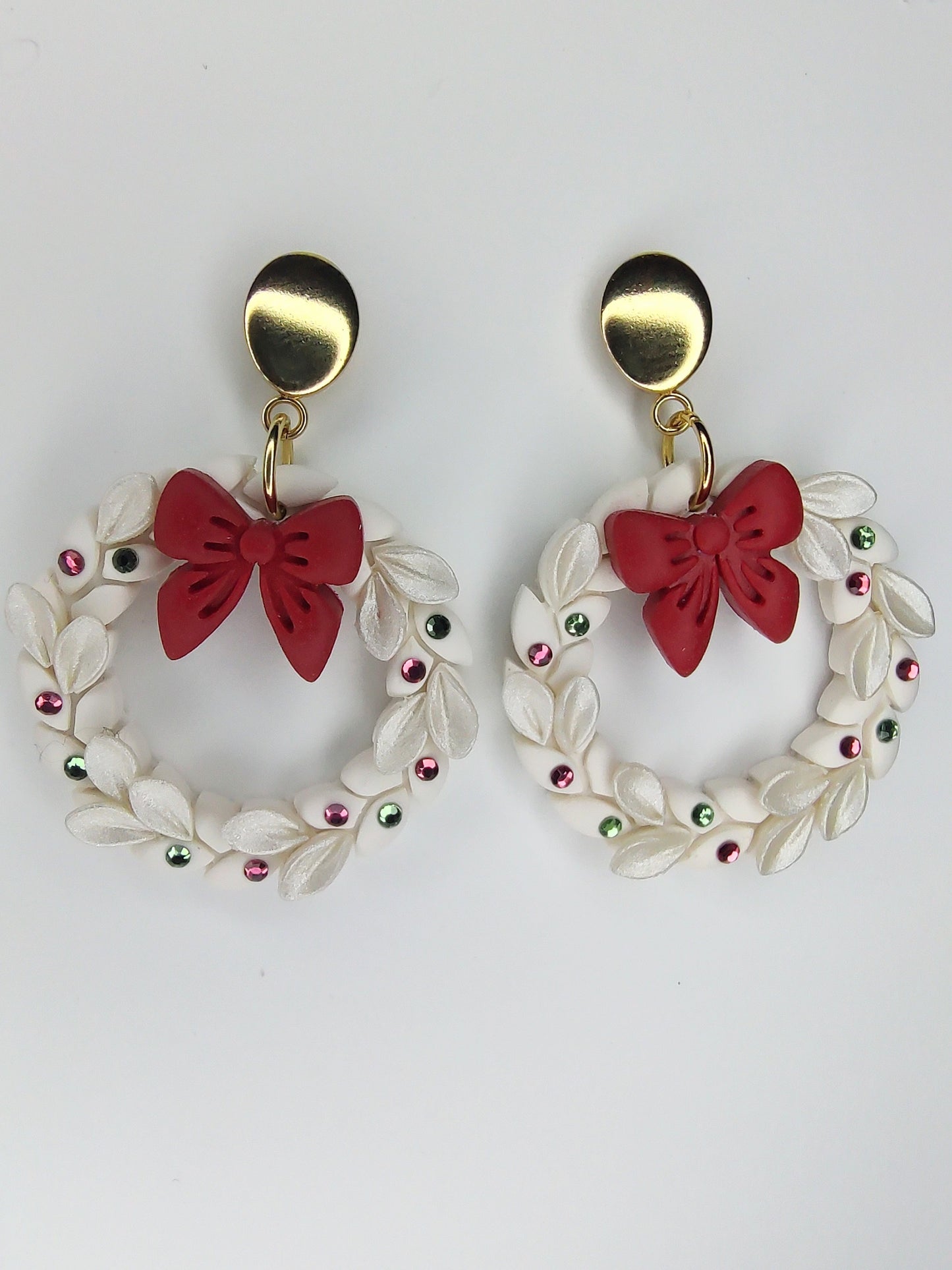 Wreath Earrings - Crystal Pearl White