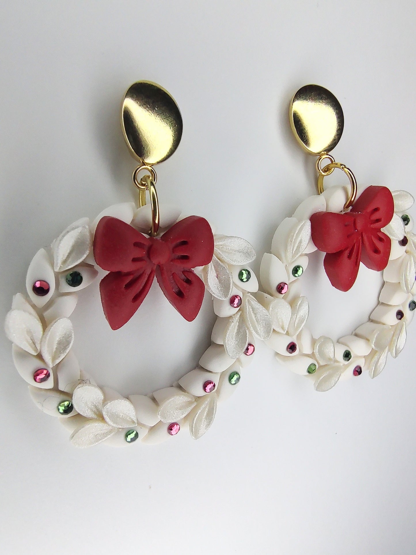 Wreath Earrings - Crystal Pearl White