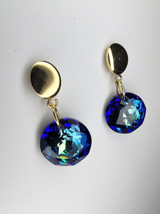 Sun Crystal Earrings - Bermuda Blue