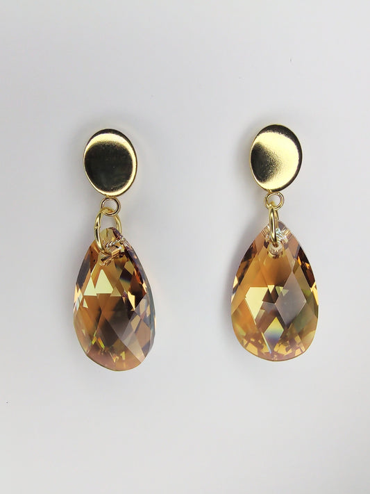 Pear Crystal Earrings - Light Colorado Topaz