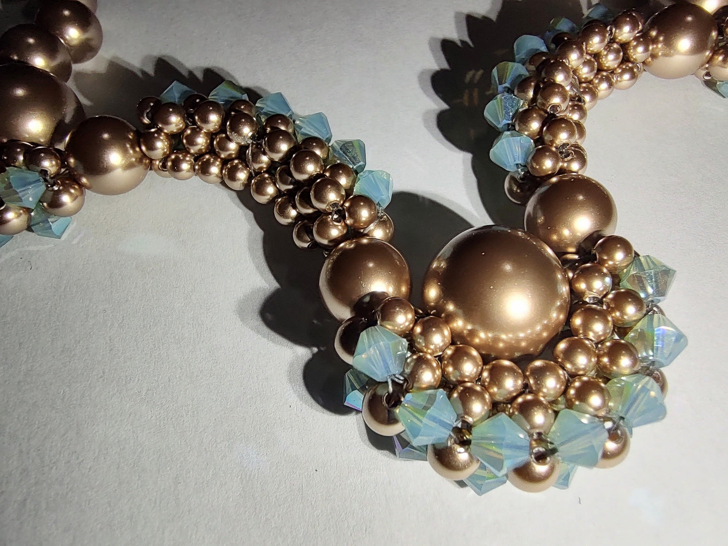 Crystal Pearl Necklace (bronze)