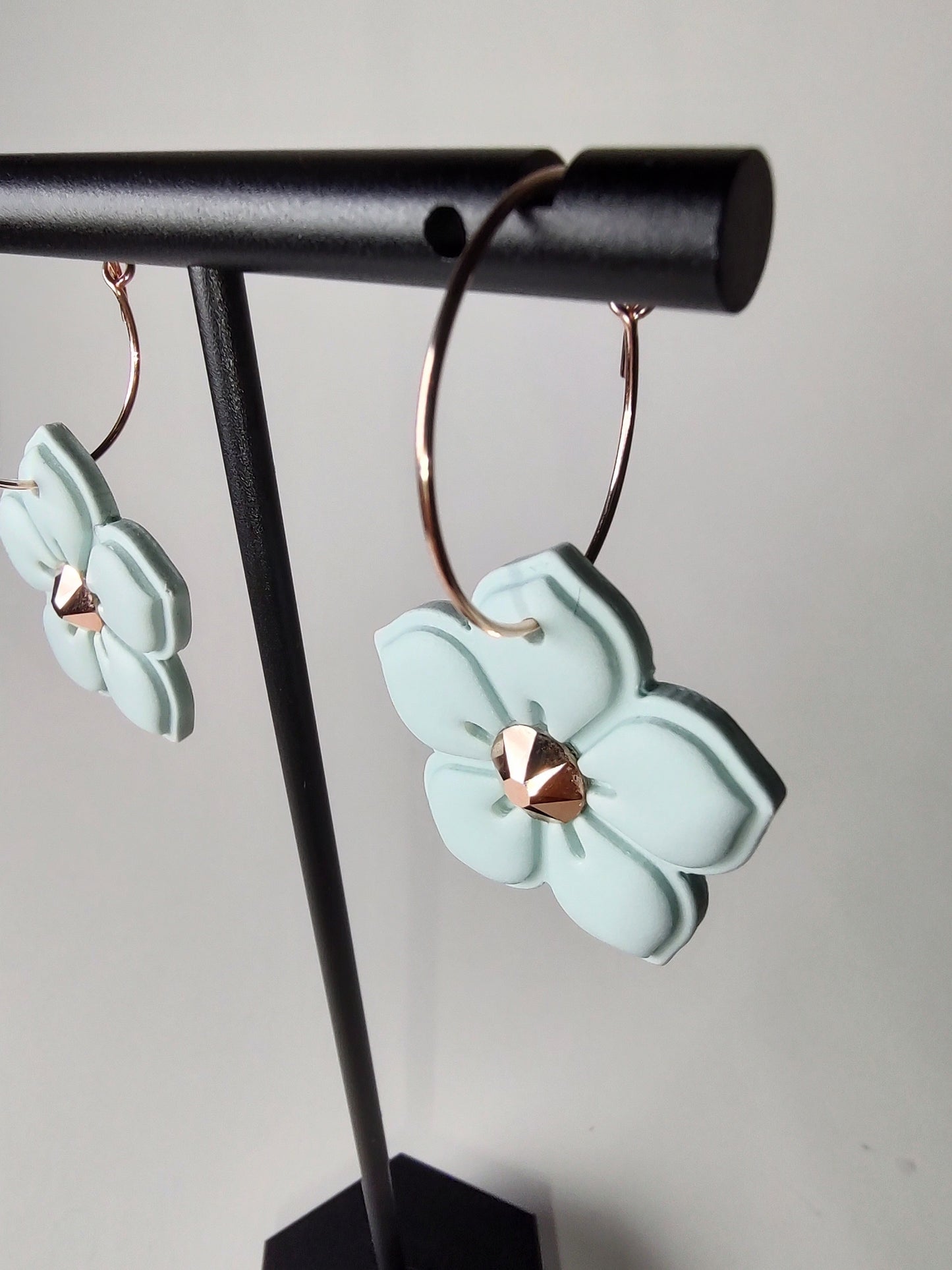 Rose Gold Glacier Flower Hoop Earrings