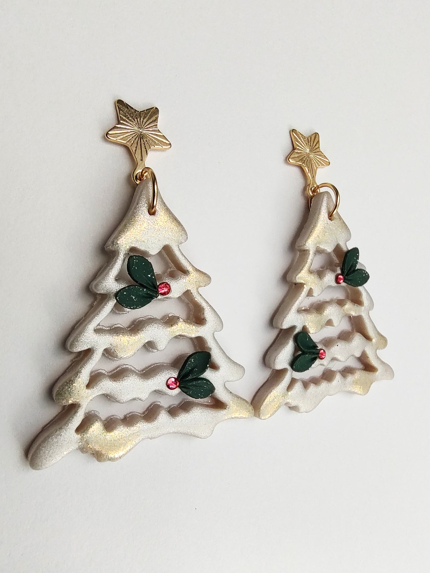 Christmas Tree Earrings - Red Crystal