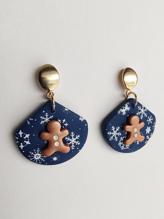 Gingerbread Man Earrings - Snowflakes