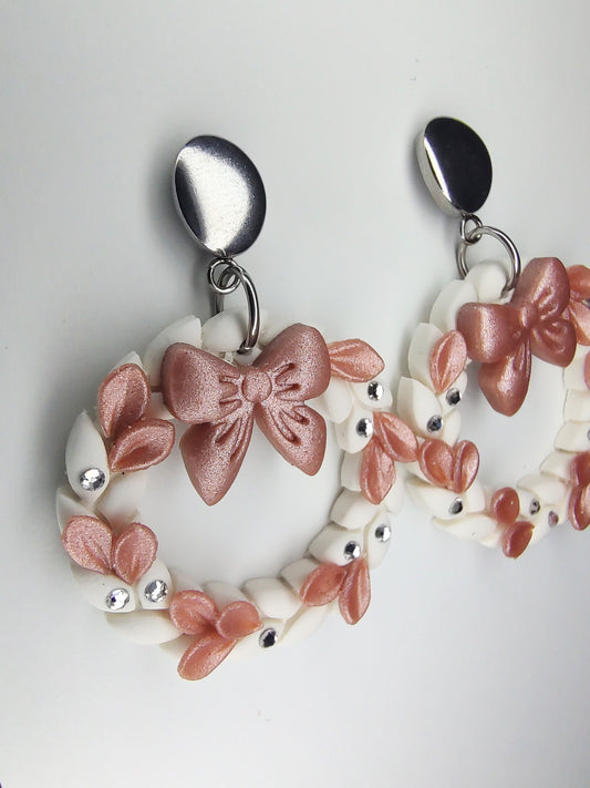 Wreath Earrings - Crystal Pink