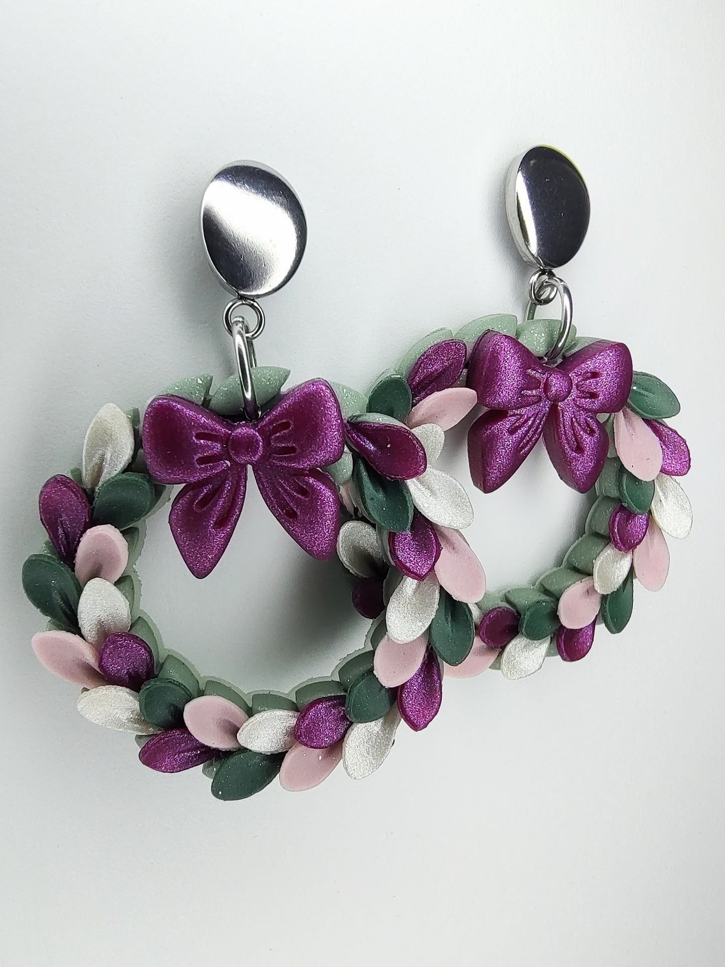 Wreath Earrings - Purple