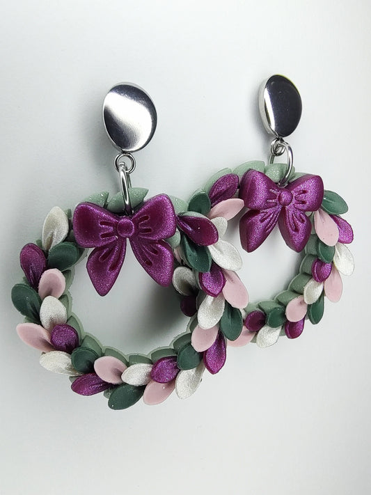 Wreath Earrings - Purple