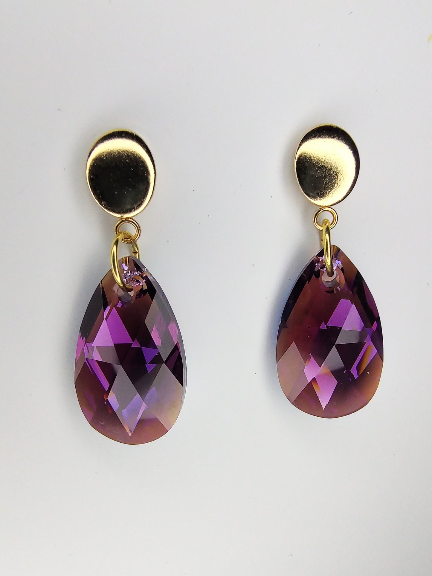Pear Crystal Earrings - Amethyst