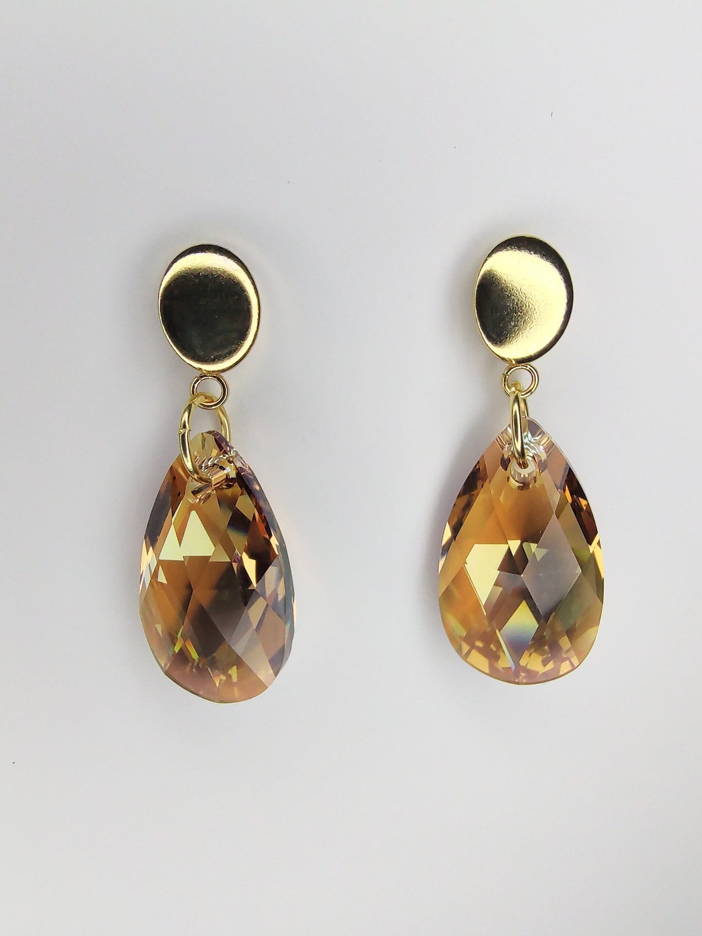 Pear Crystal Earrings - Light Colorado Topaz