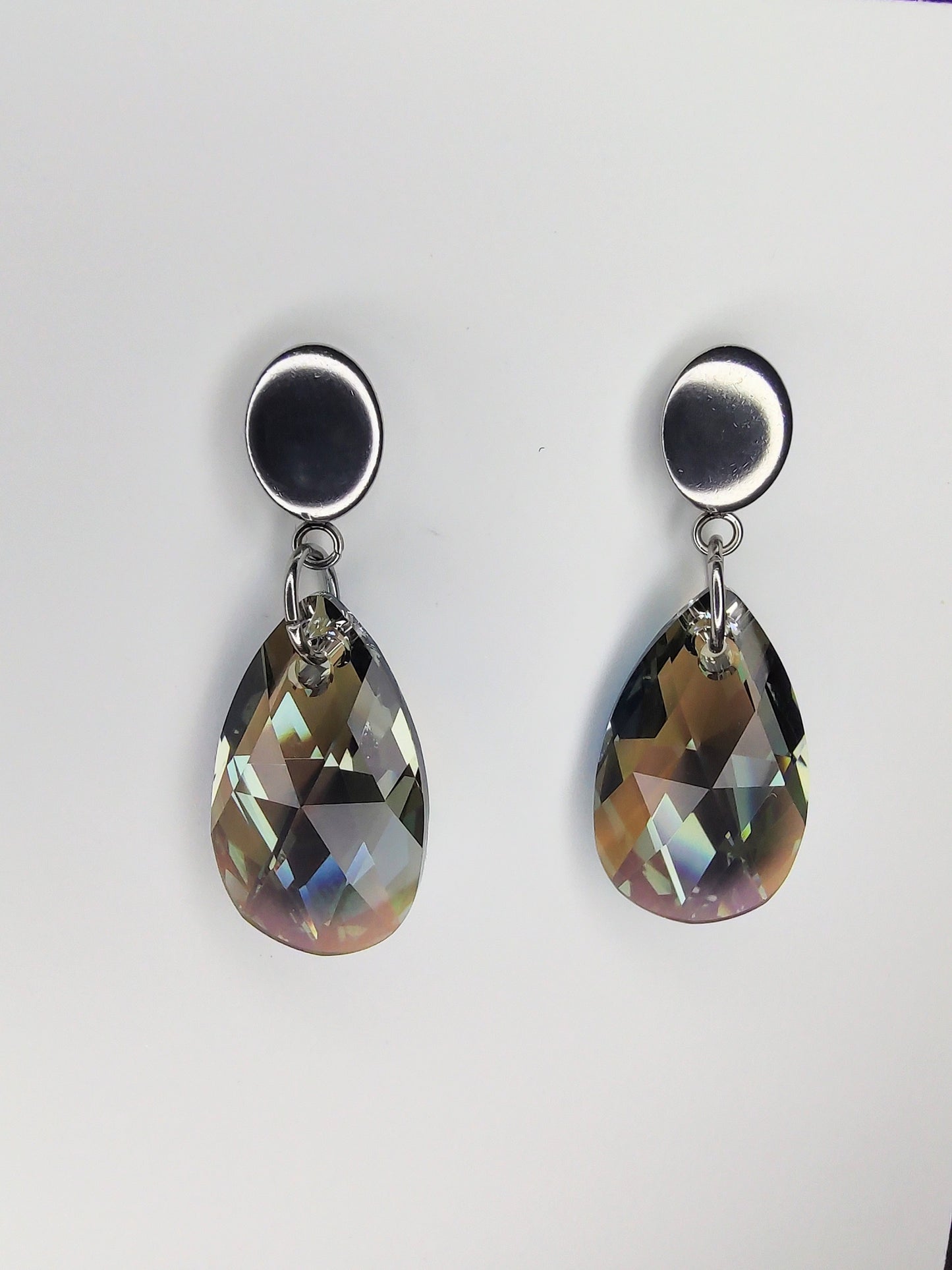 Pear Crystal Earrings - Black Dimond