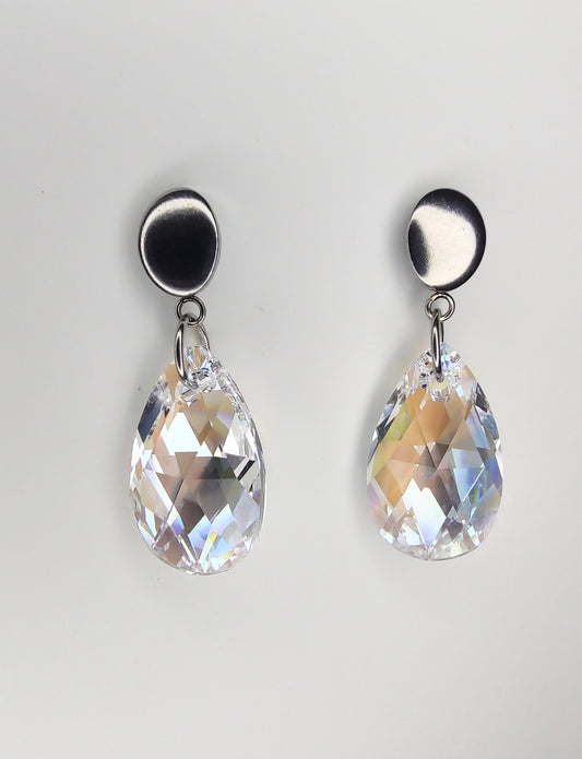 Pear Crystal Earrings - Crystal