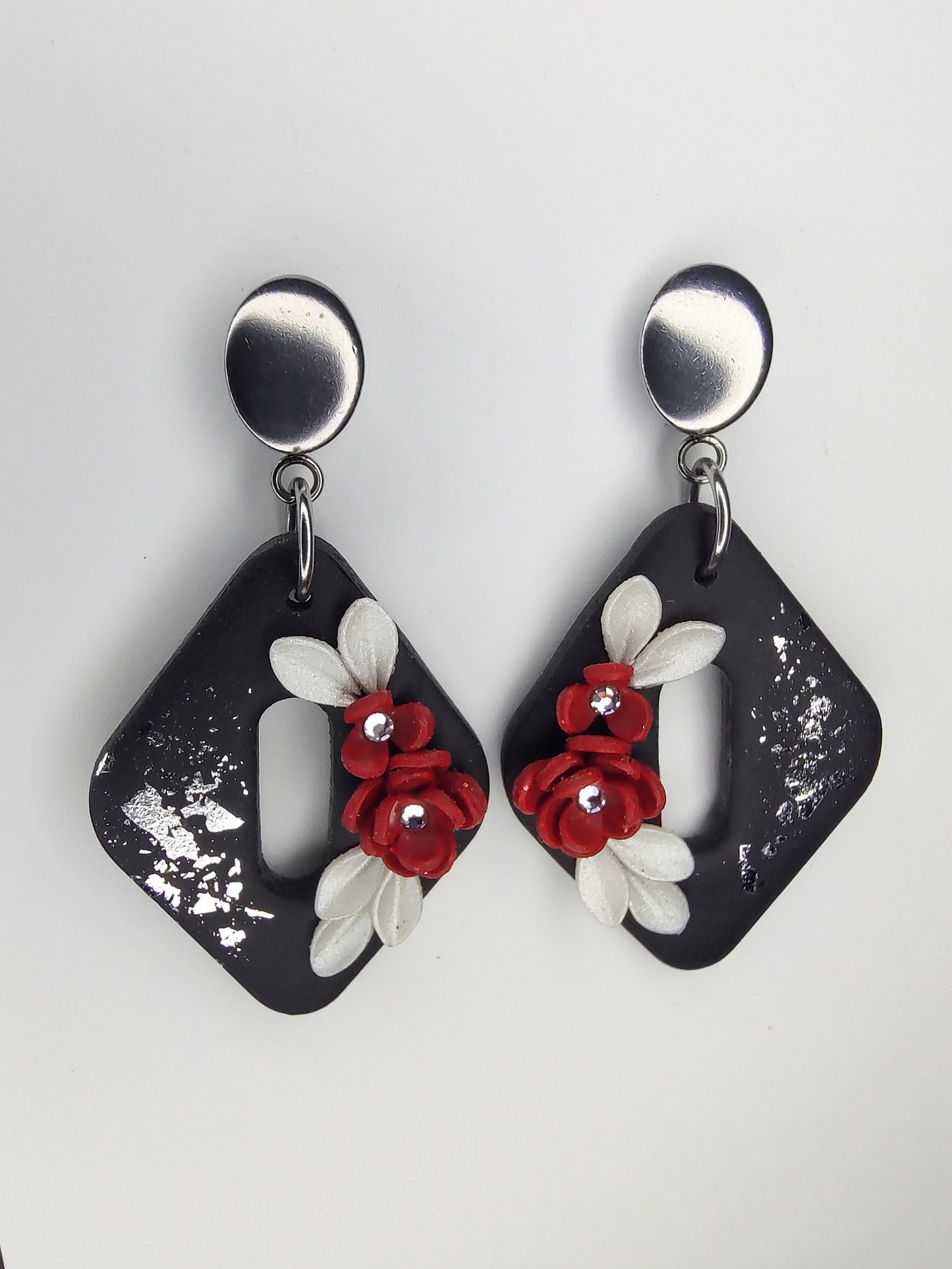 Eloise Earrings - Black & Silver