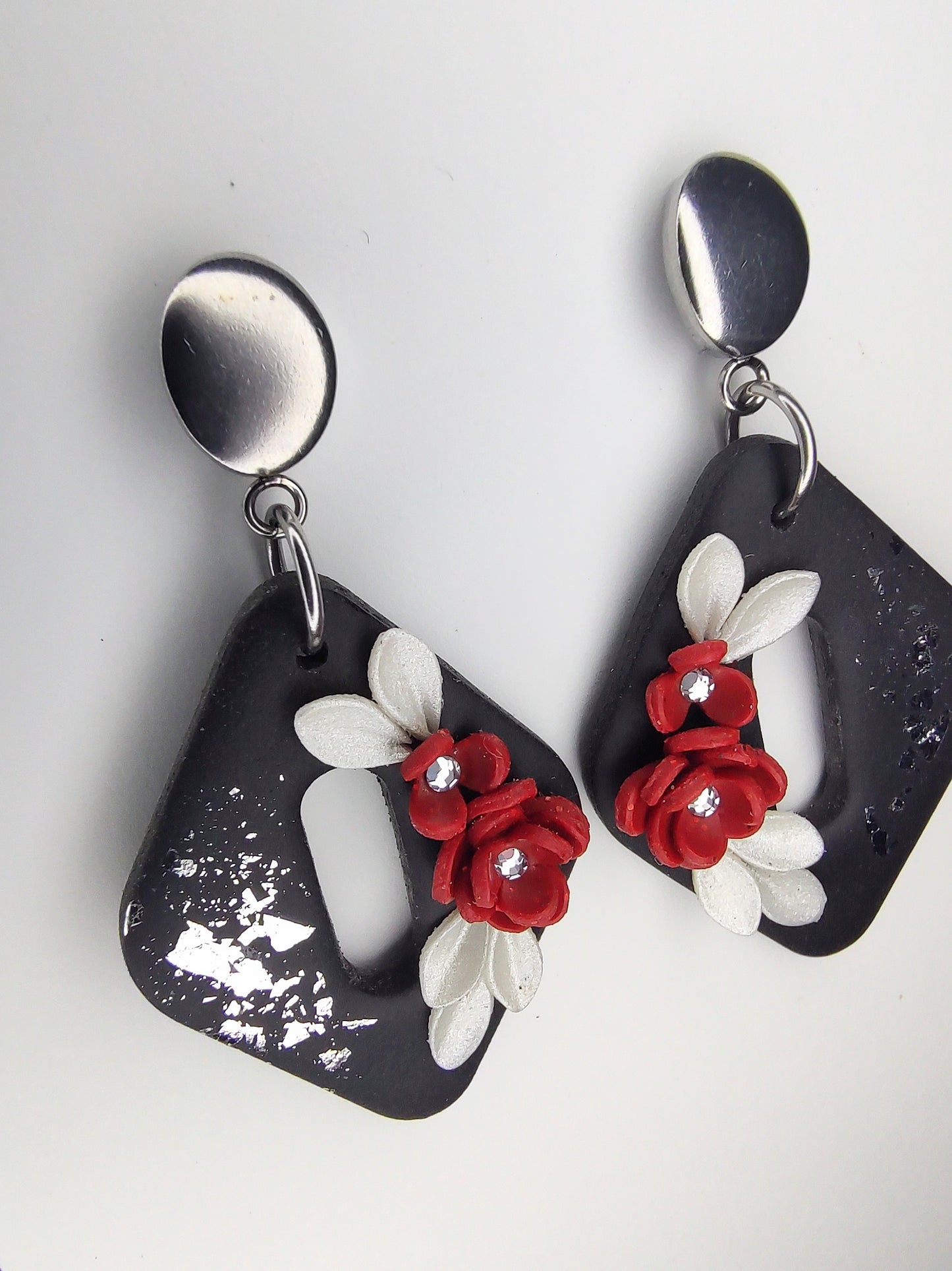 Eloise Earrings - Black & Silver