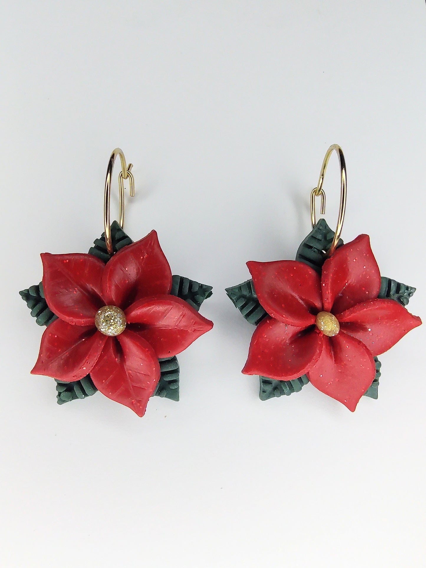 Poinsettia Hoop Earrings
