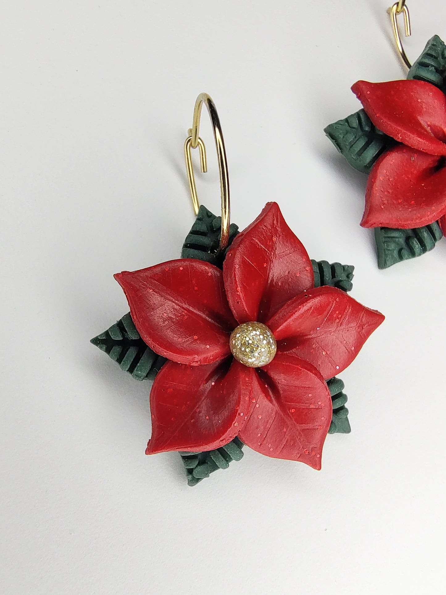 Poinsettia Hoop Earrings