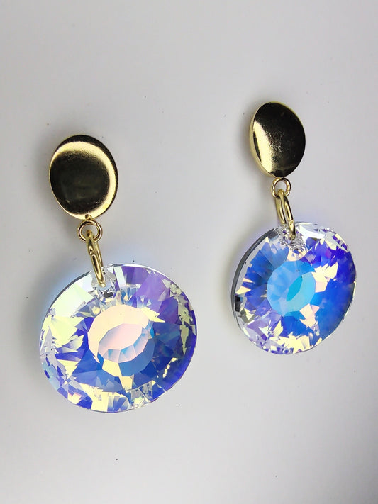 Sun Crystal Earrings - Aurora Borealis