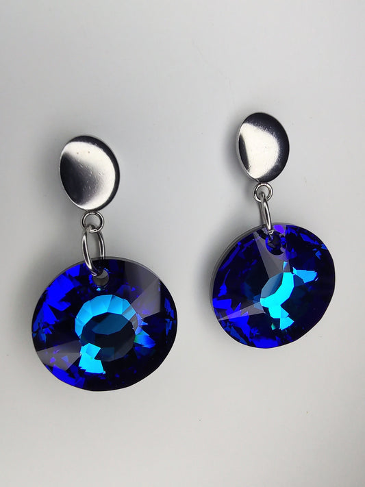 Sun Crystal Earrings - Bermuda Blue