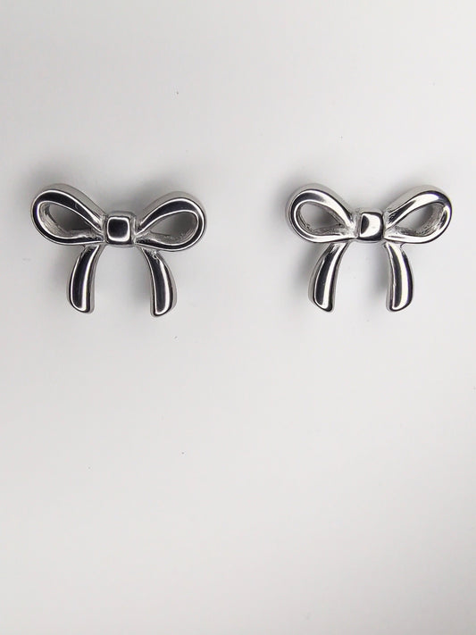 Bowknot Stud Earrings - Silver