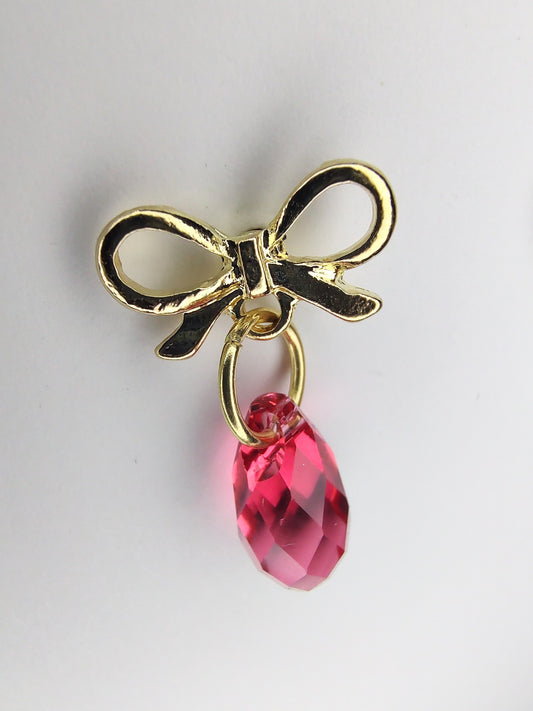 Bow Crystal Earrings - Indian Pink