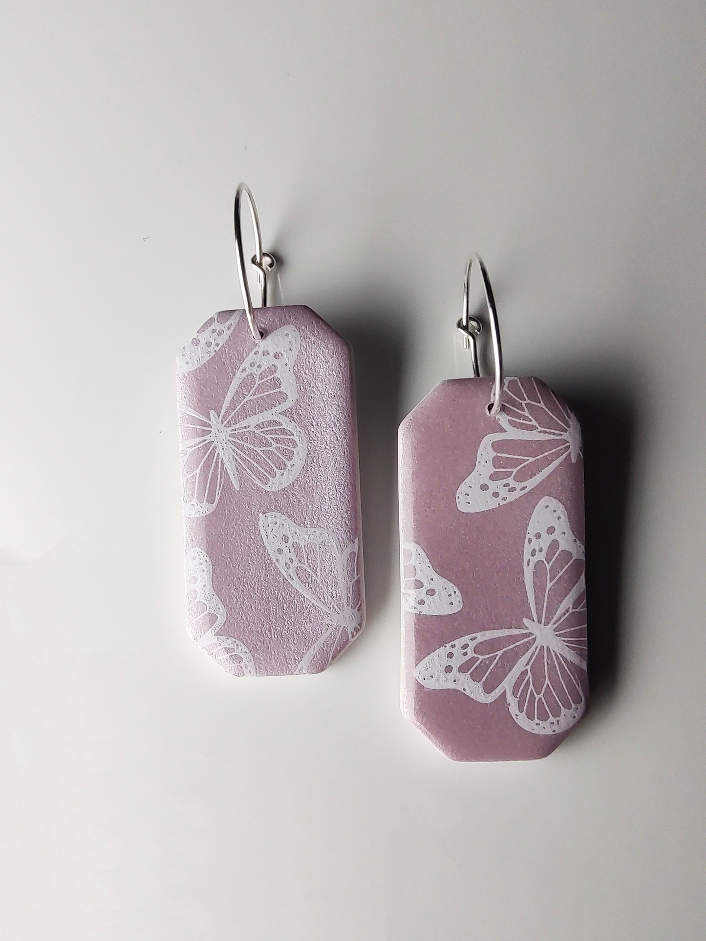 Lavender Butterfly Hoop Earrings