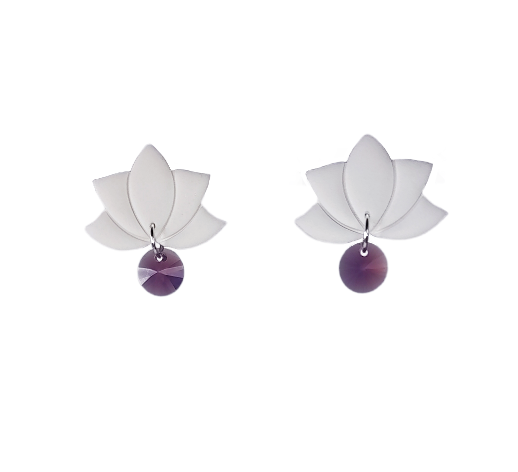 Cyclamen Opal Lotus Earrings