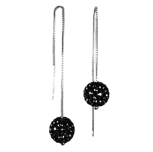 Pave Ball Hematite Earrings