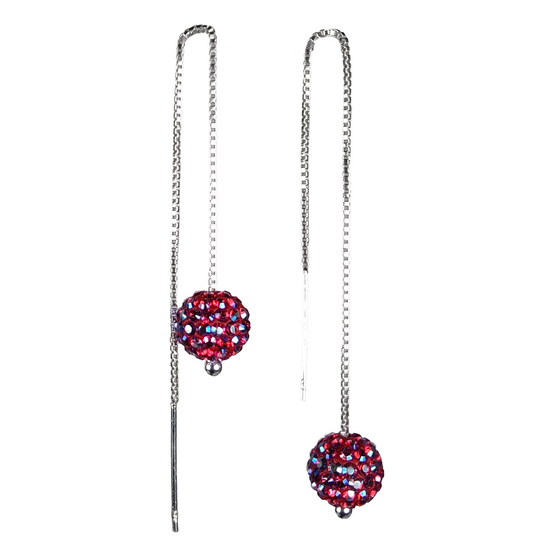 Pave Ball Light Siam Shimmer Earrings