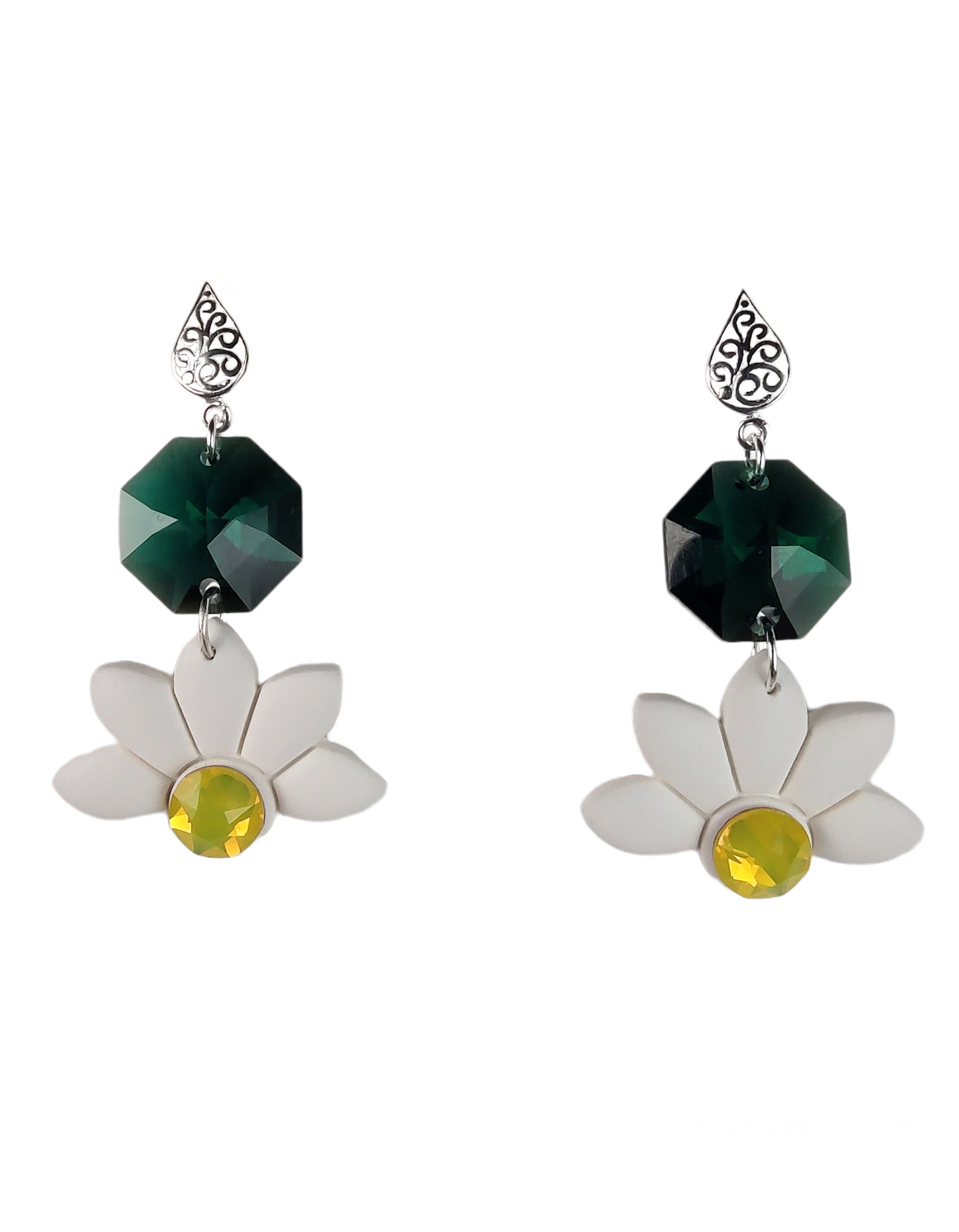 Emerald Daisy Earrings