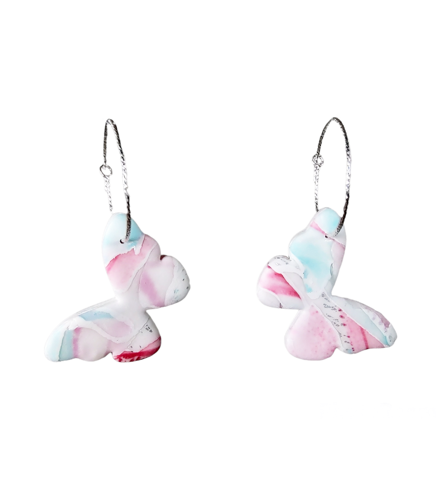 Fuchsia Butterfly Earrings (small hoops)