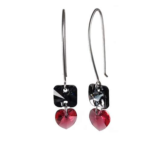 Silver Night Heart Earrings