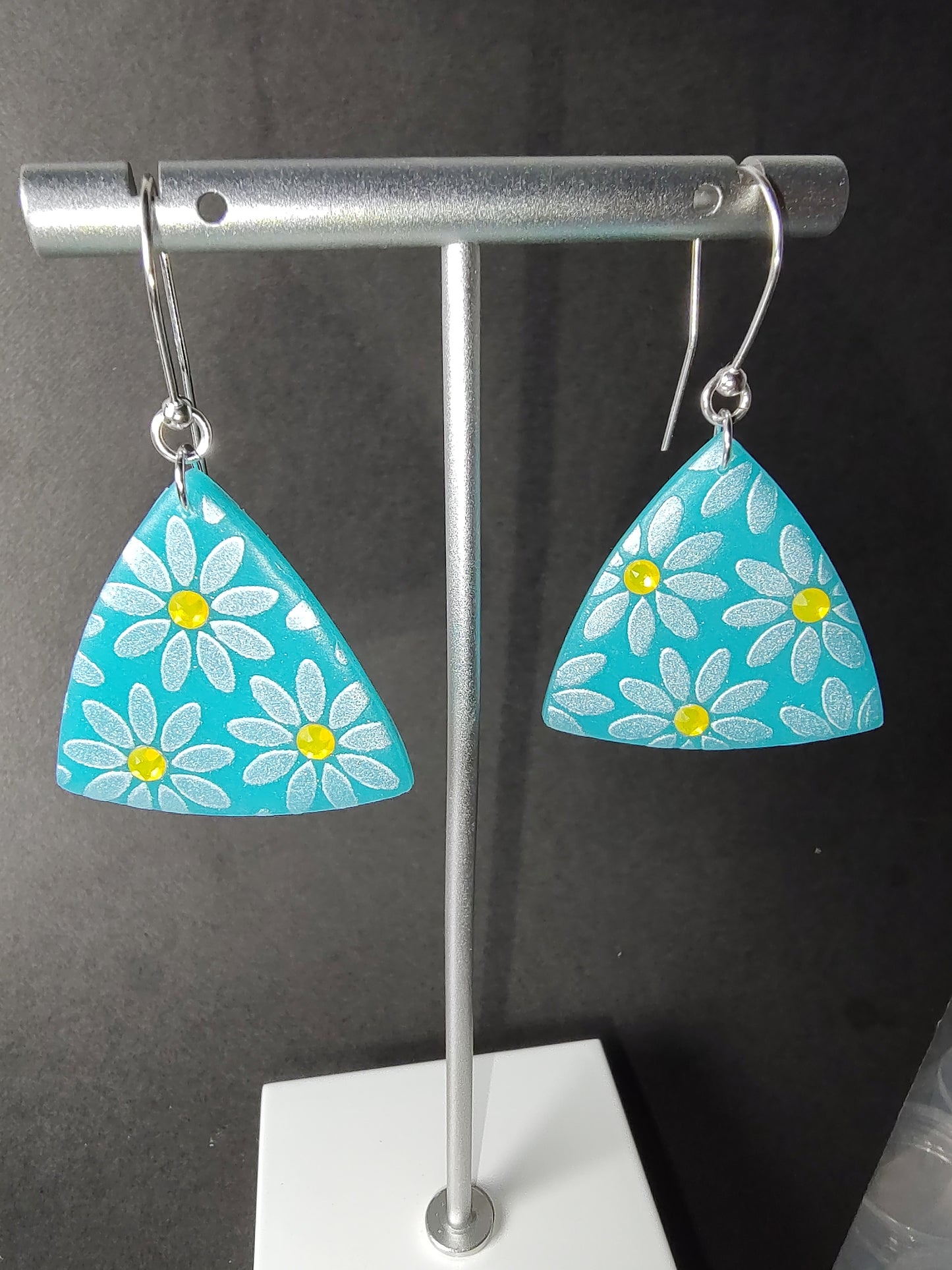 Yellow Opal Turquoise Daisy Earrings