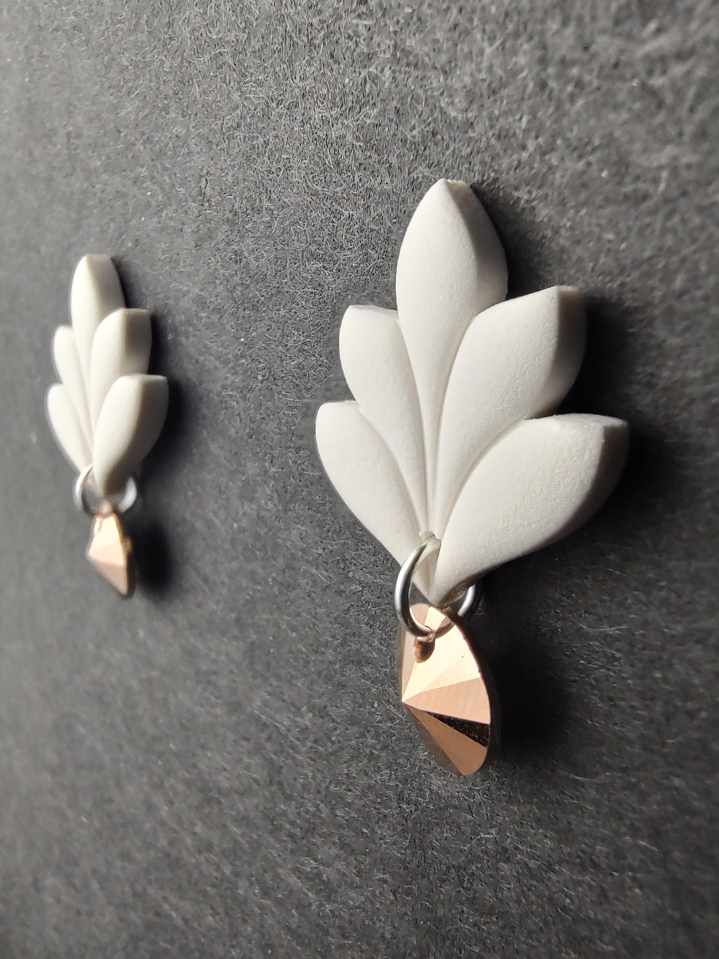 White Rose Gold Leaf Earrings