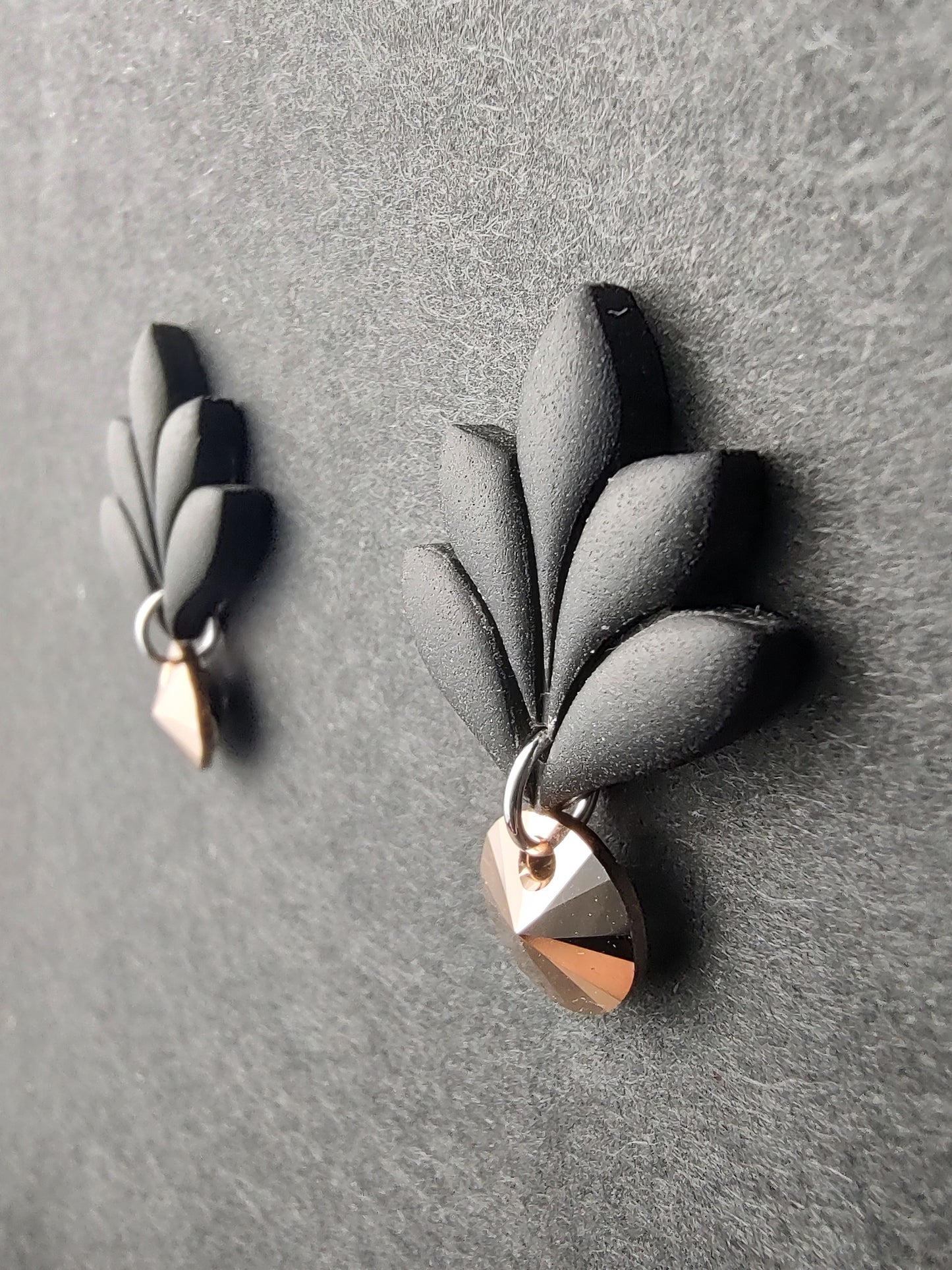 Black Rose Gold Leaf Earrings