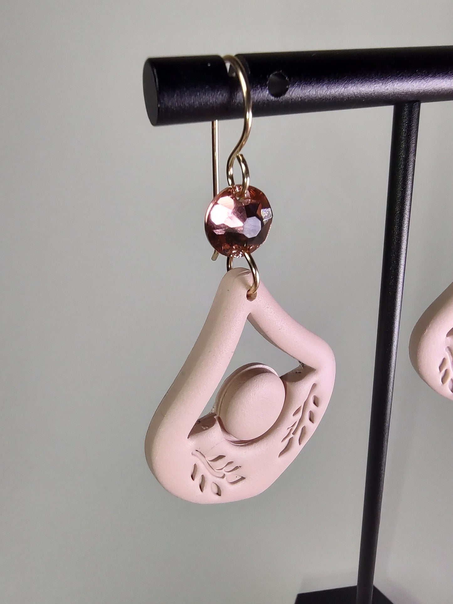 Blush Debossed Leaf Earrings