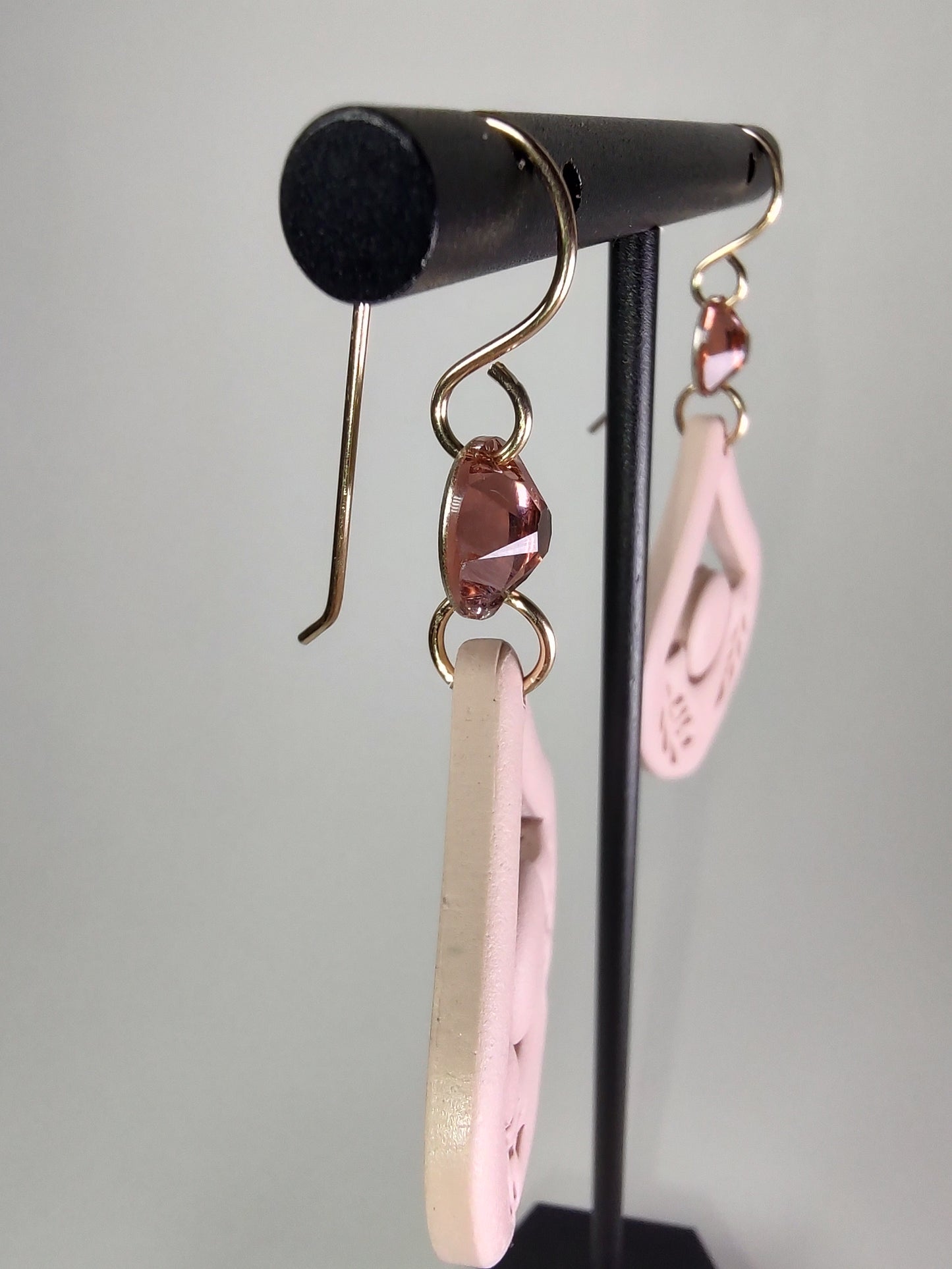 Blush Debossed Leaf Earrings