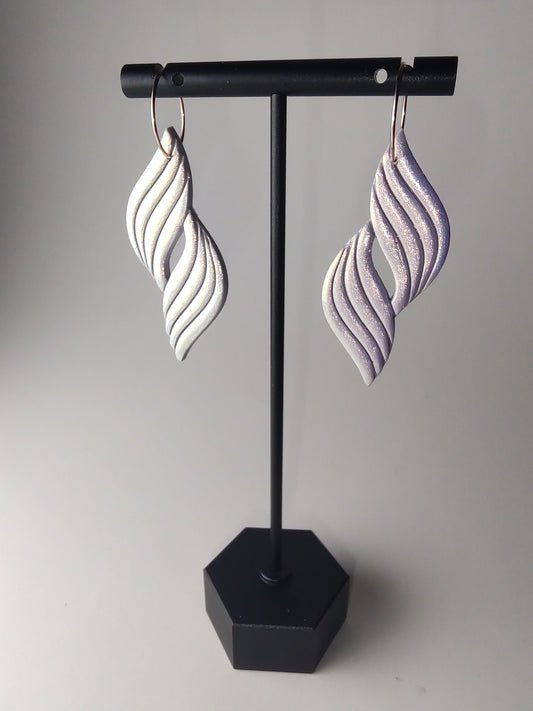 Iridescent Lavender Spiral Hoop Earrings