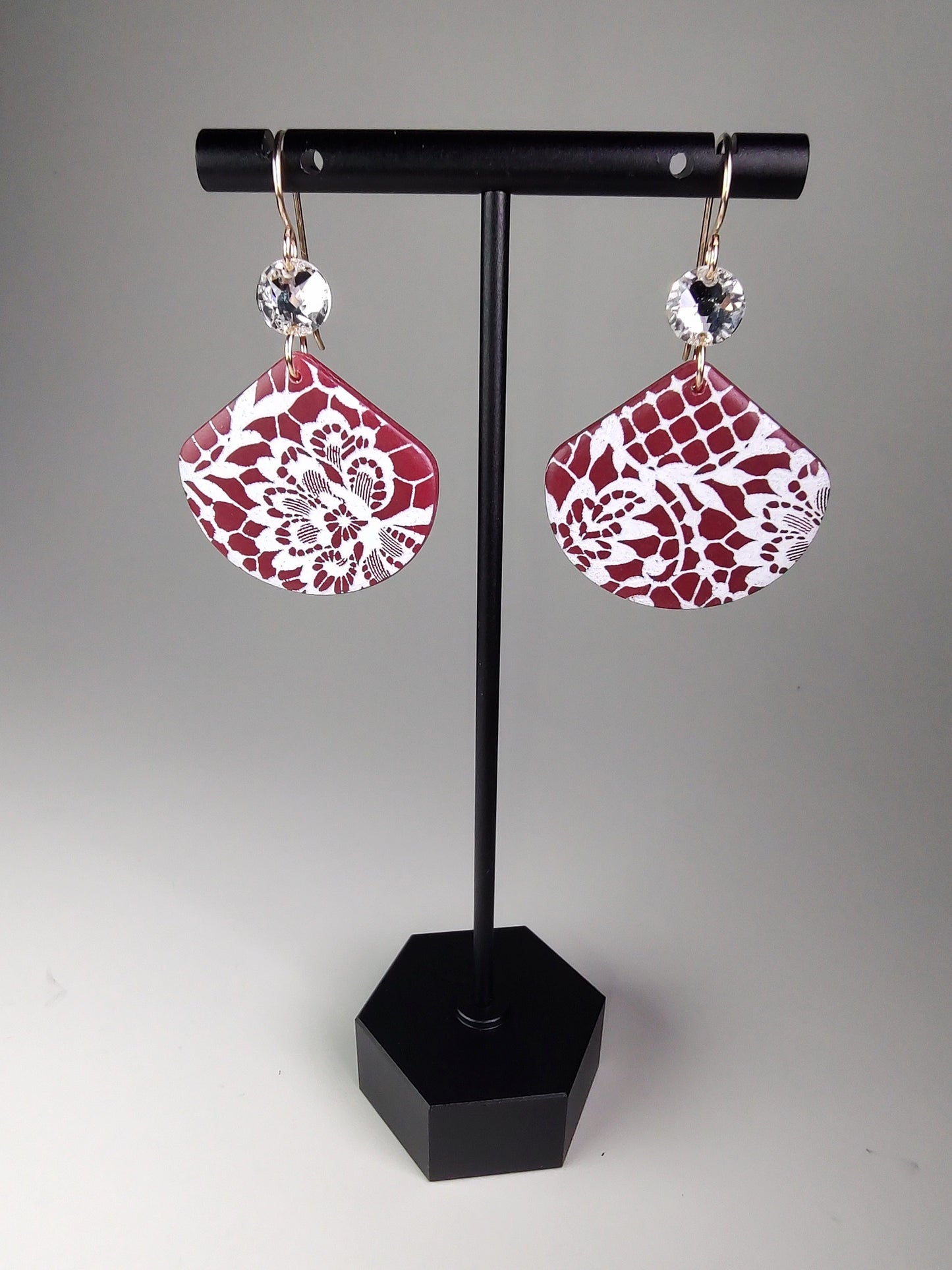 Burgundy Crystal Lace Earrings