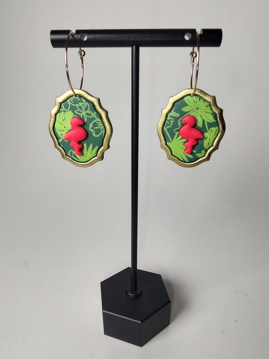 Tropical Flamingo Hoop Earrings