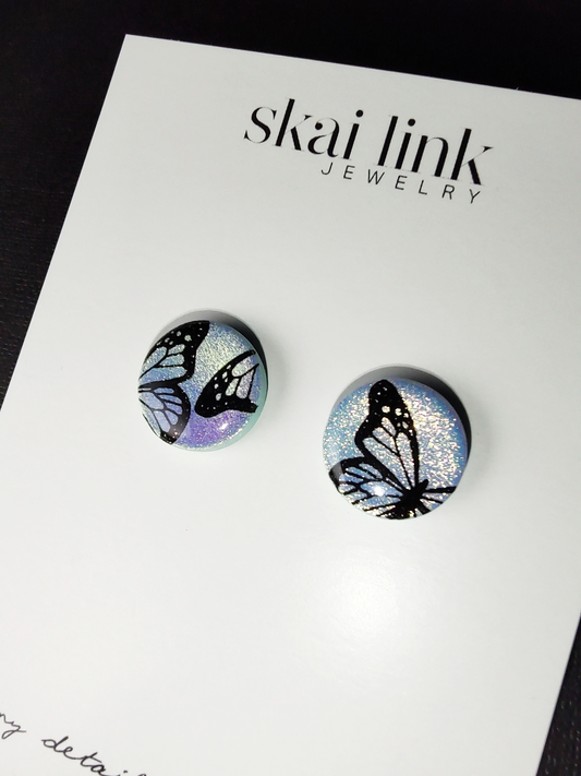 Iridescent Butterfly Stud Earrings