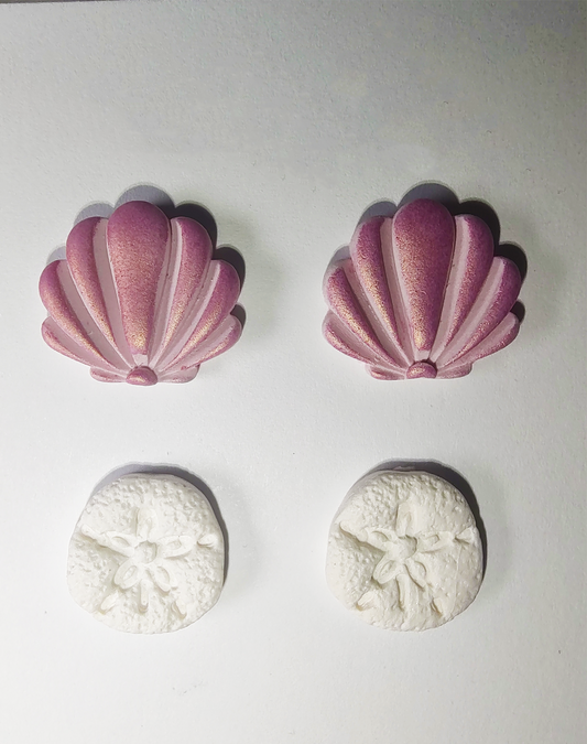 Rose Shell & Sand Dollar Stud Earrings