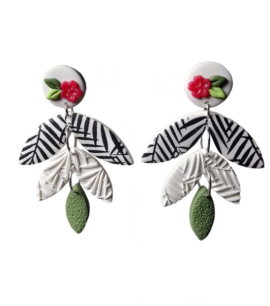 Hibiscus Palm Dangle Earrings