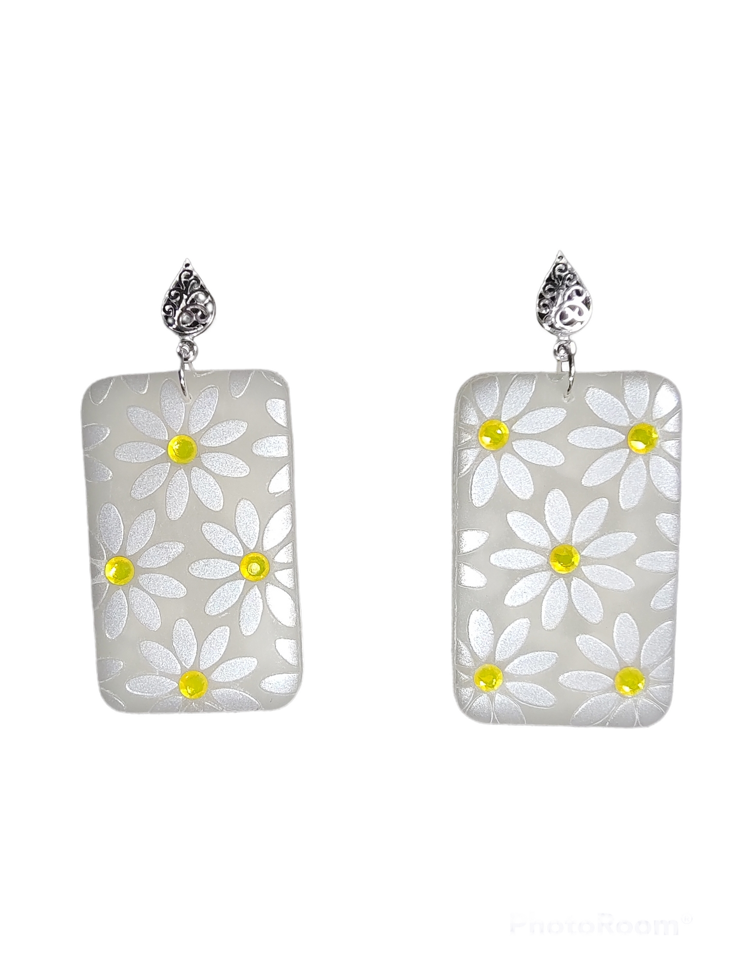 Yellow Opal Daisy Earrings