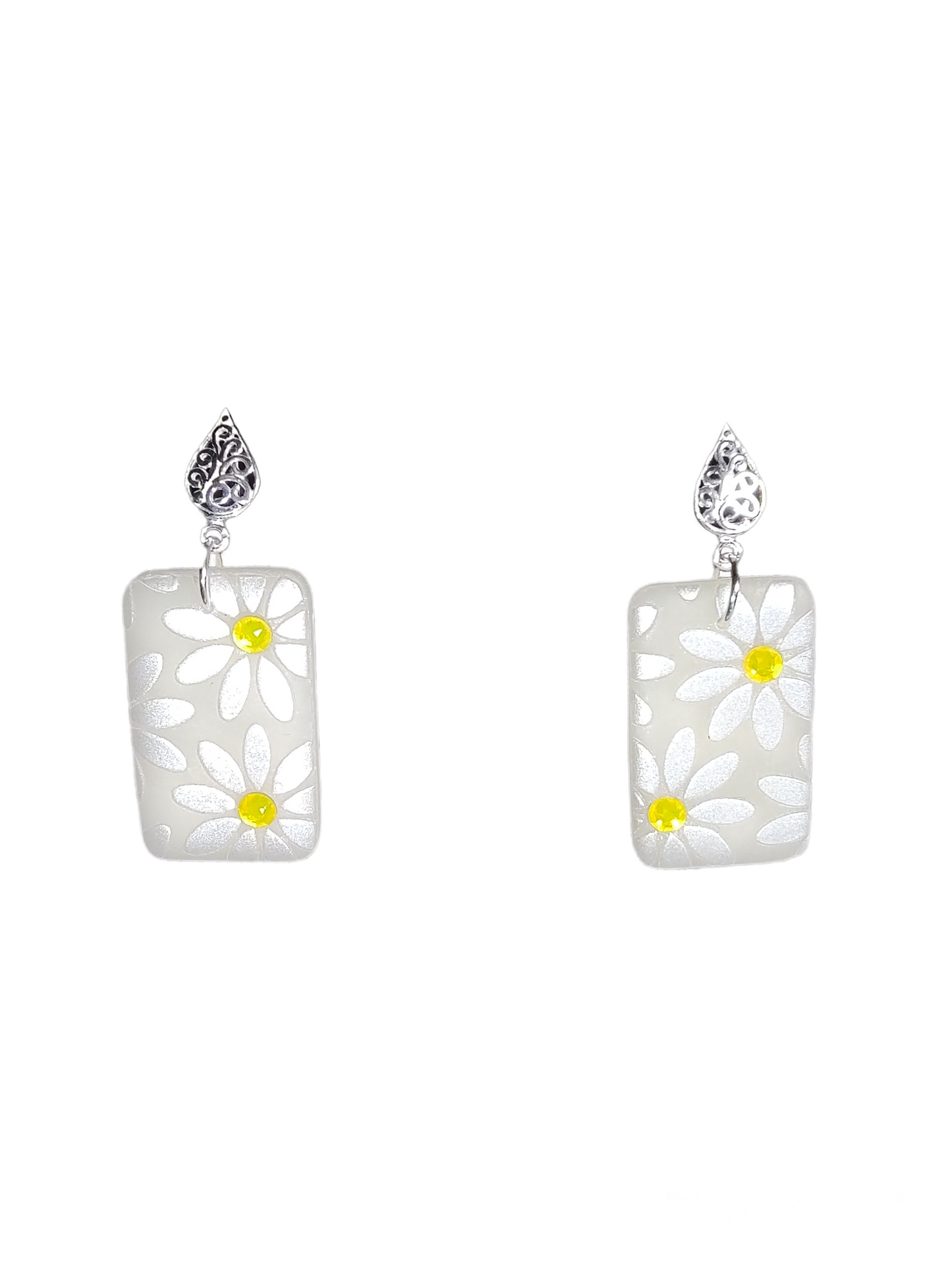 Yellow Opal Daisy Earrings