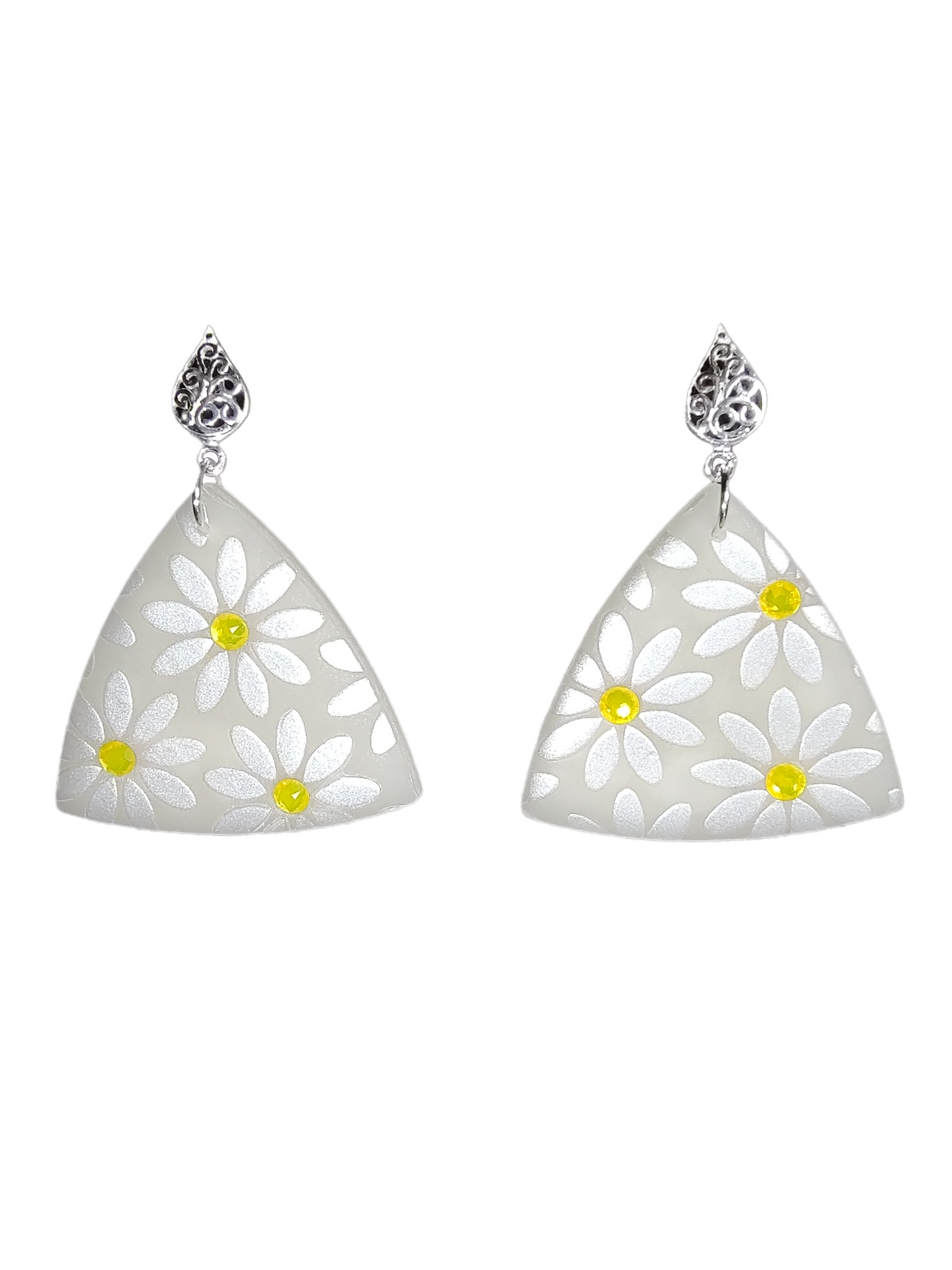 Yellow Opal Daisy Earrings