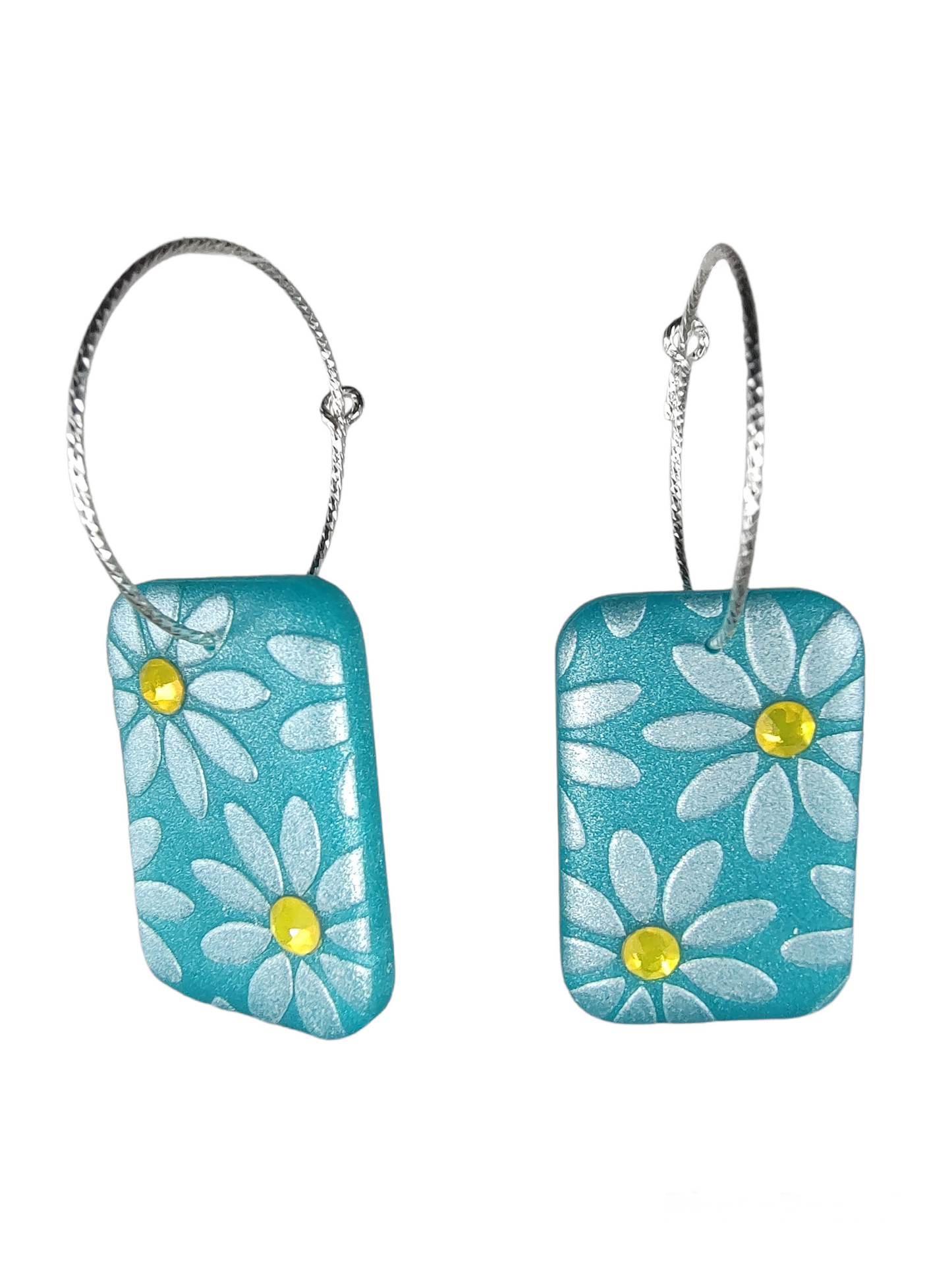 Yellow Opal Turquoise Daisy Earrings