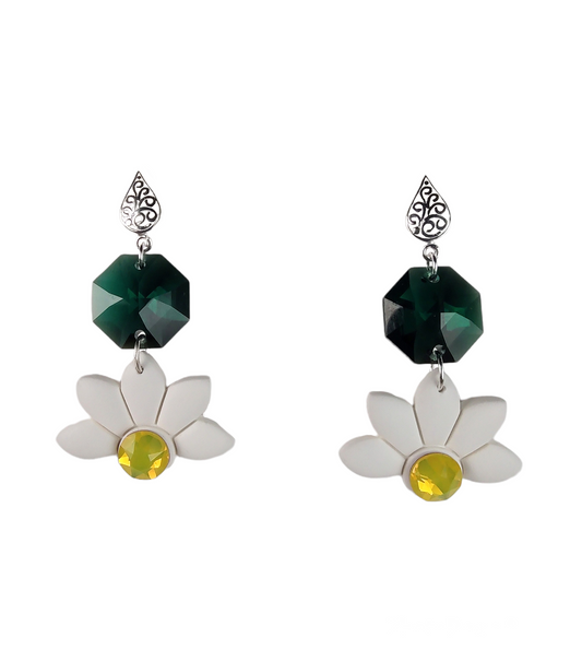 Emerald Daisy Earrings